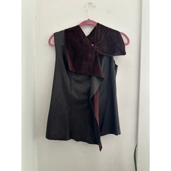 TANGERINE Women's Brown Faux Leather Zip Vest | Size Small - Picture 1 of 5